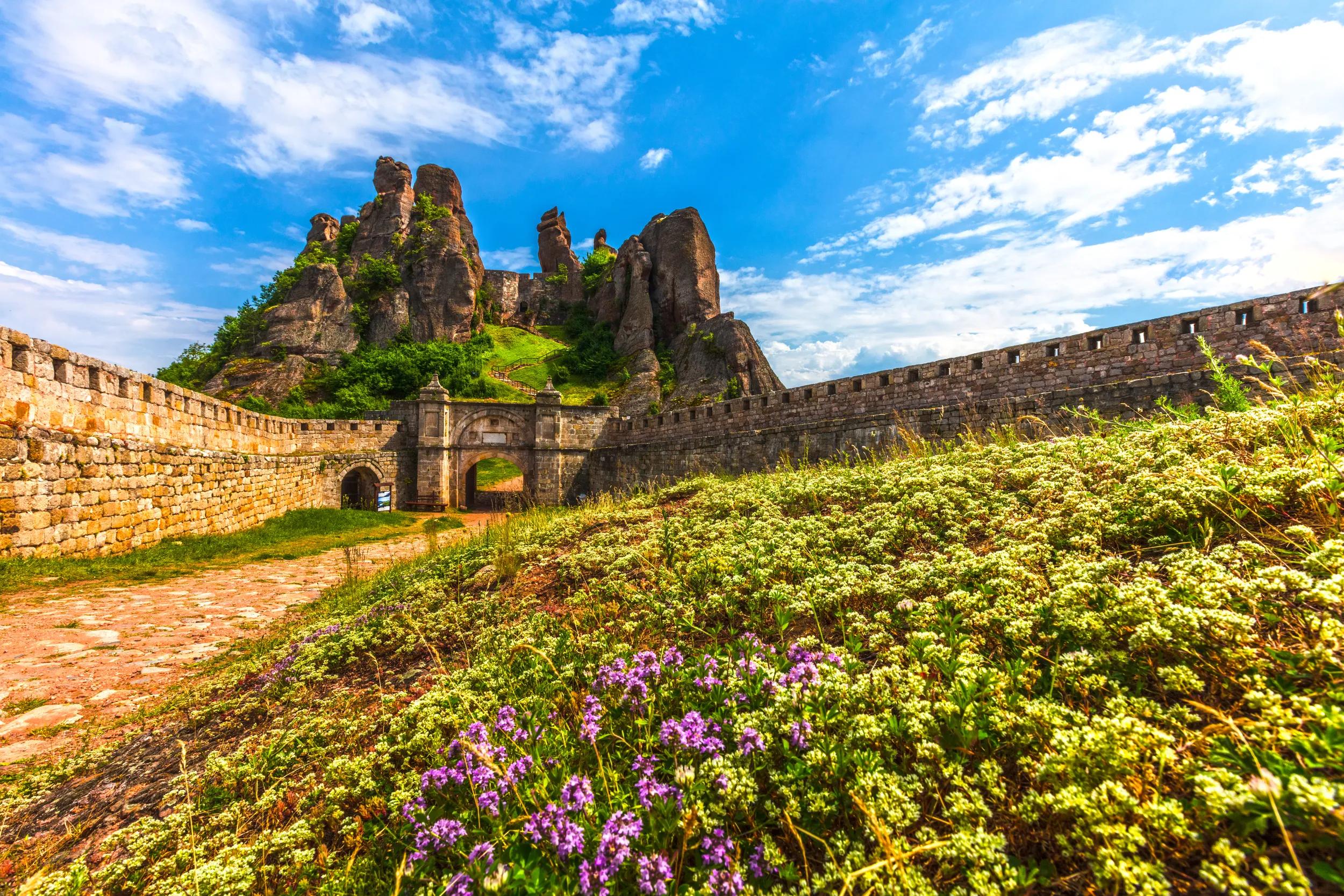 The Belogradchik Rocks are a group of strangely shaped sandstone and conglomerate rock formations located on the western slopes of the Balkan Mountains near the town of Belogradchik in northwest Bulgaria.