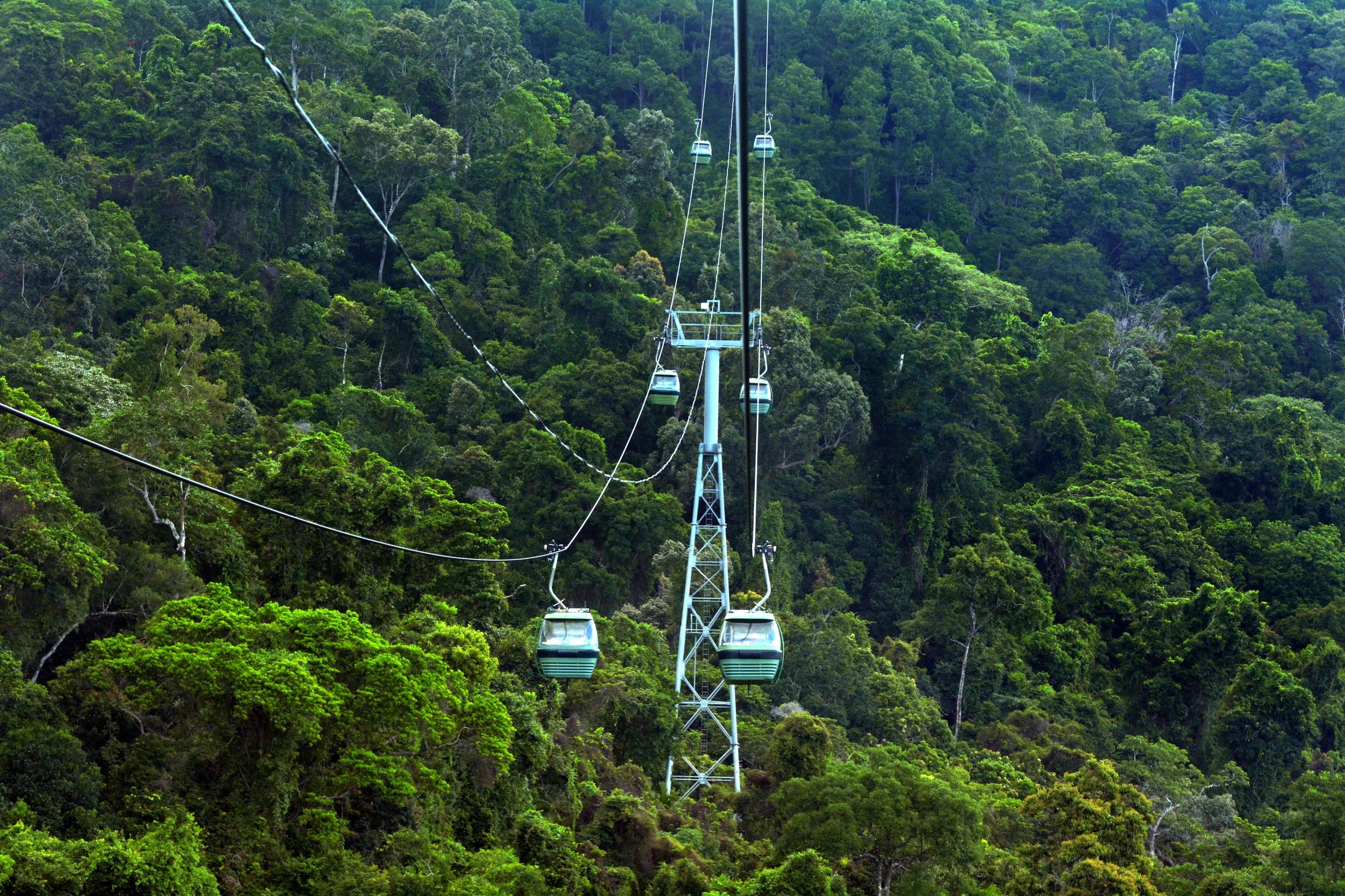 Skyrail Rainforest Cableway, a 7.5 kilometre scenic cableway running above the Barron Gorge National Park a World Heritage in the Wet Tropics of Queensland, Australia.