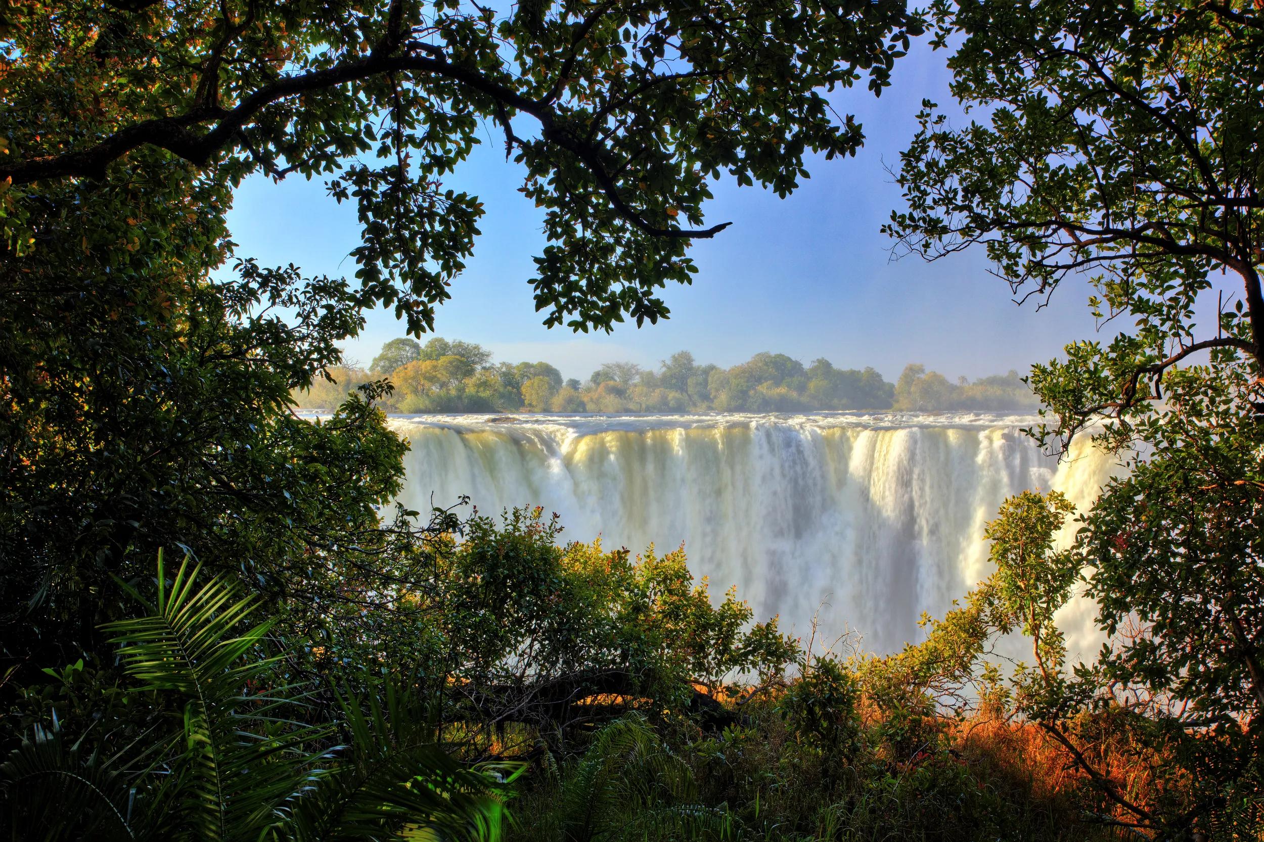 Victoria Falls, waterfall in southern Africa on the Zambezi River at the border between Zambia and Zimbabwe.