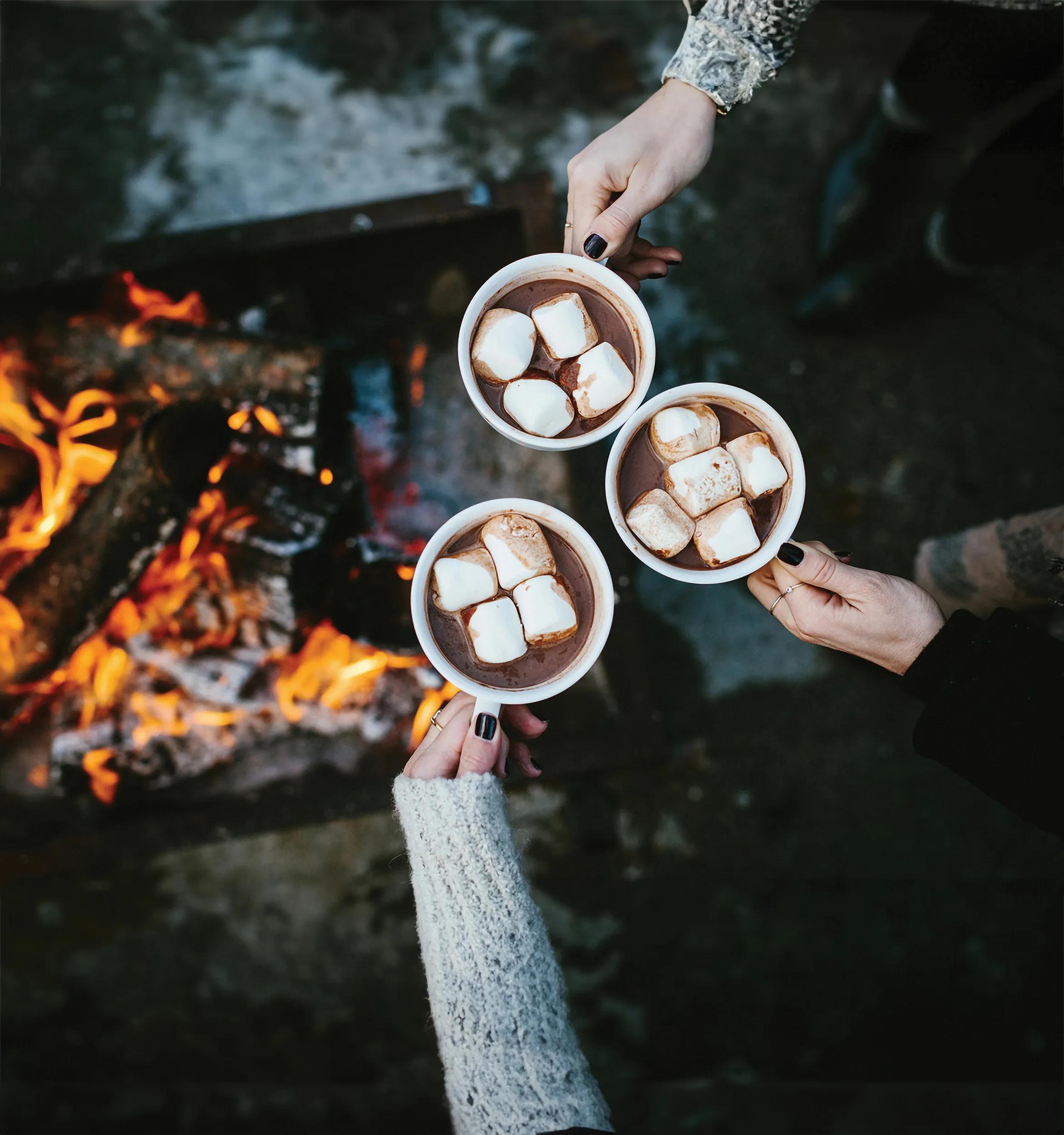 Fairmont Banff Springs hot chocolate by the fire