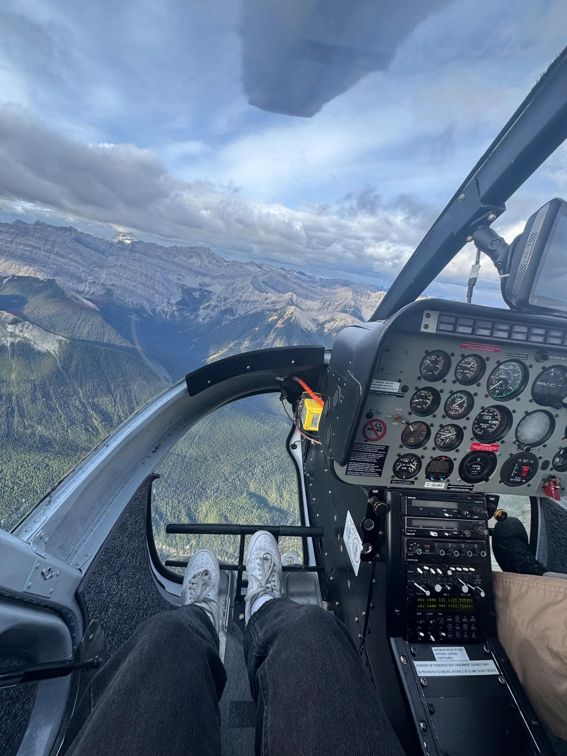 Helicopter view over Rockies, Rashika Kumar on Famil in Canada.