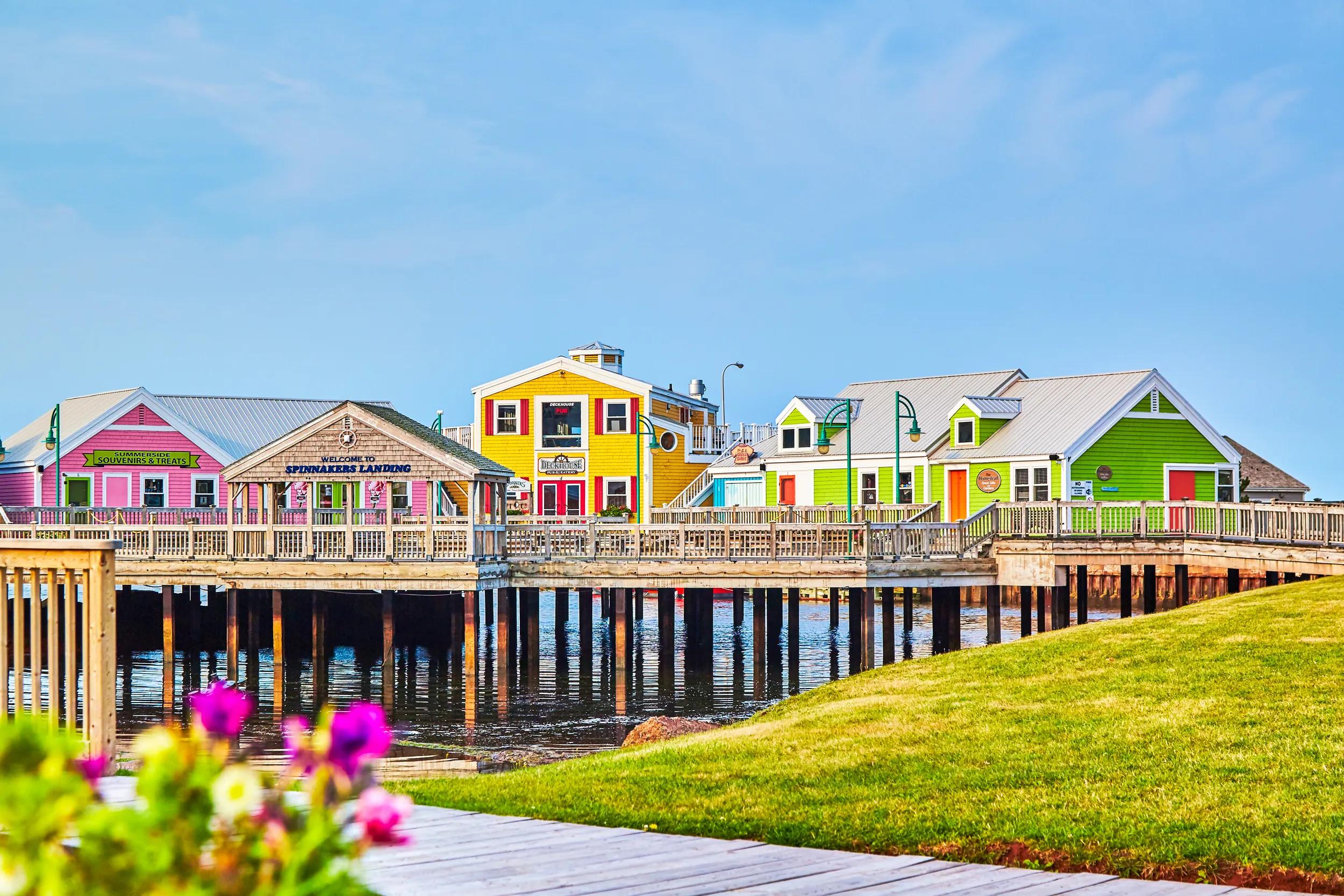 Colourful buildings in Spinnakers Landing,Summerside,Prince Edward Island