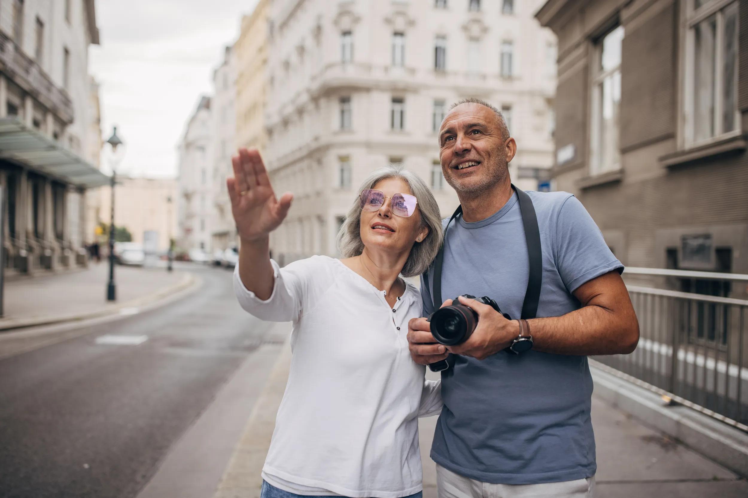 Senior couple exploring Vienna