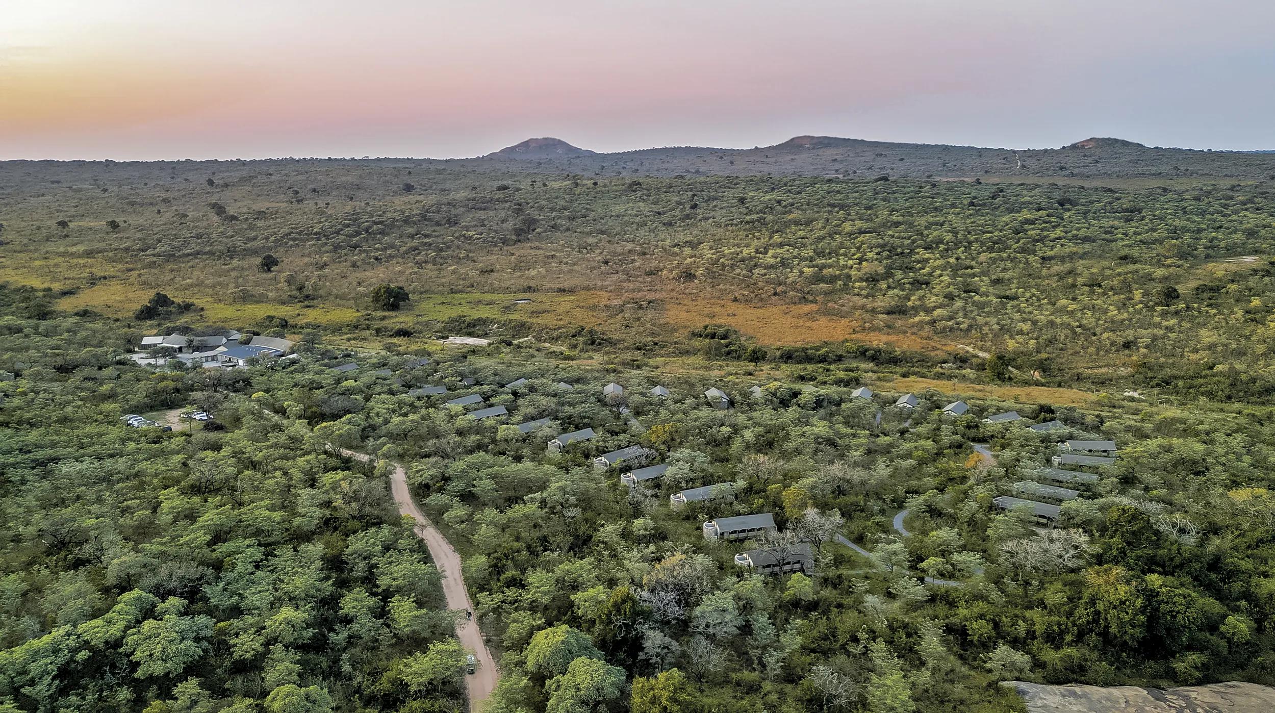 Mdluli Safari Lodge, aerial view.