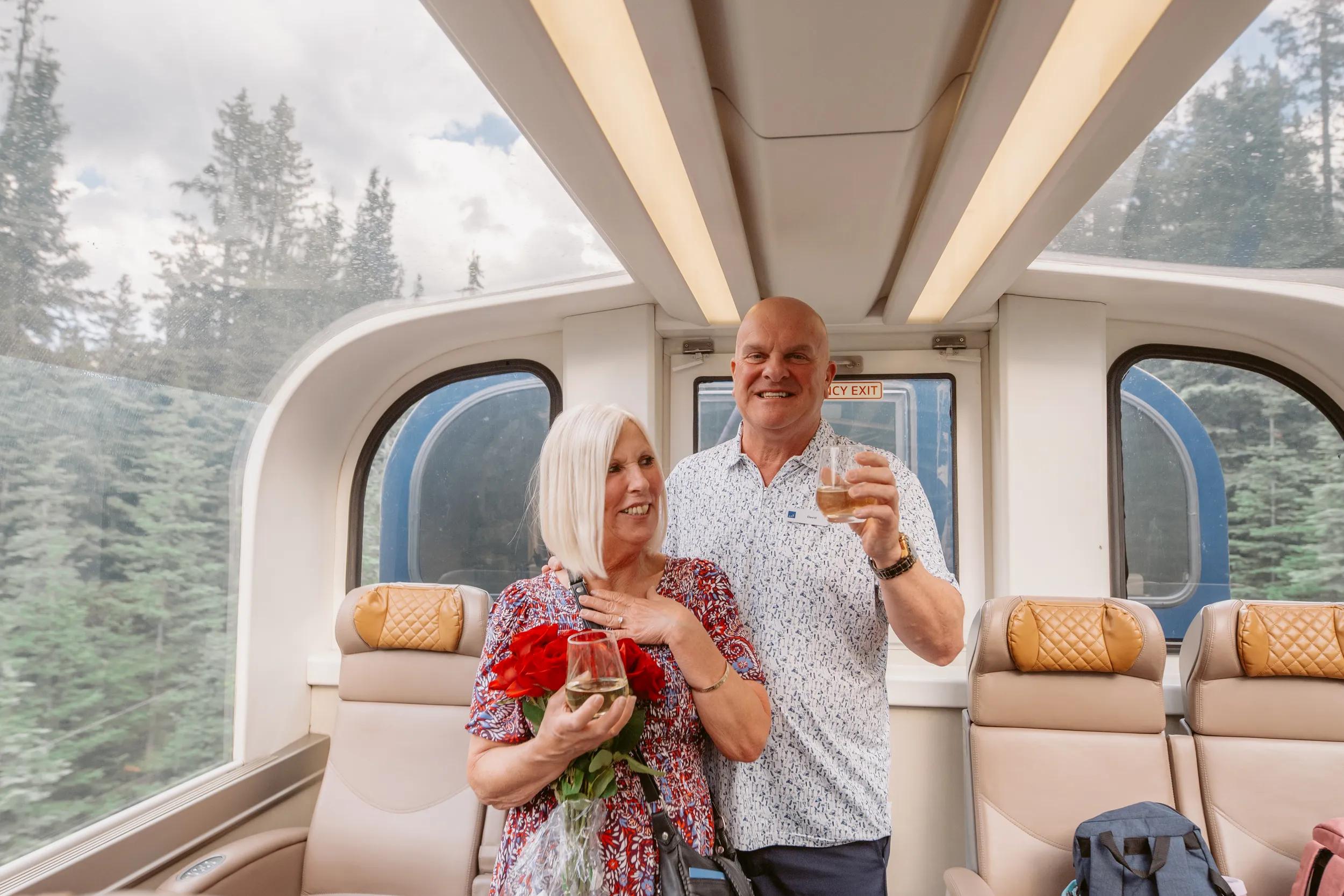 APT guests Dave and Dawn get engaged on the Rocky Mountaineer.