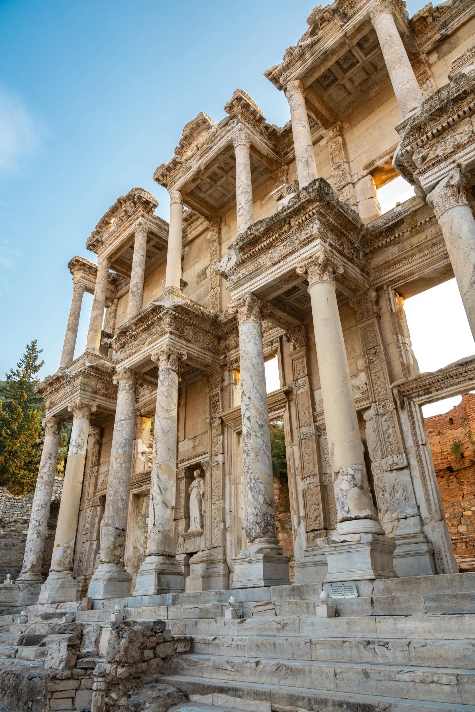 Celsus library in the Ancient City of Ephesus with its magnificent view in night museums