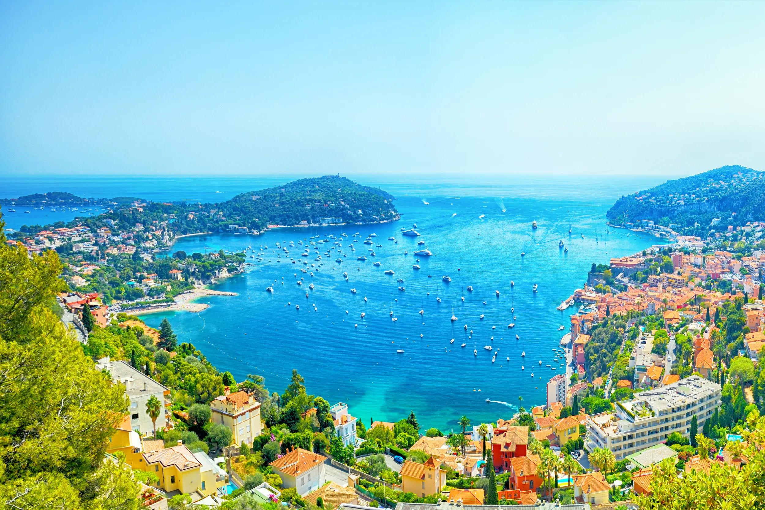 A view of the harbour at Villefranche-sur-Mer on the French Riviera, about 8 km east of Nice, France