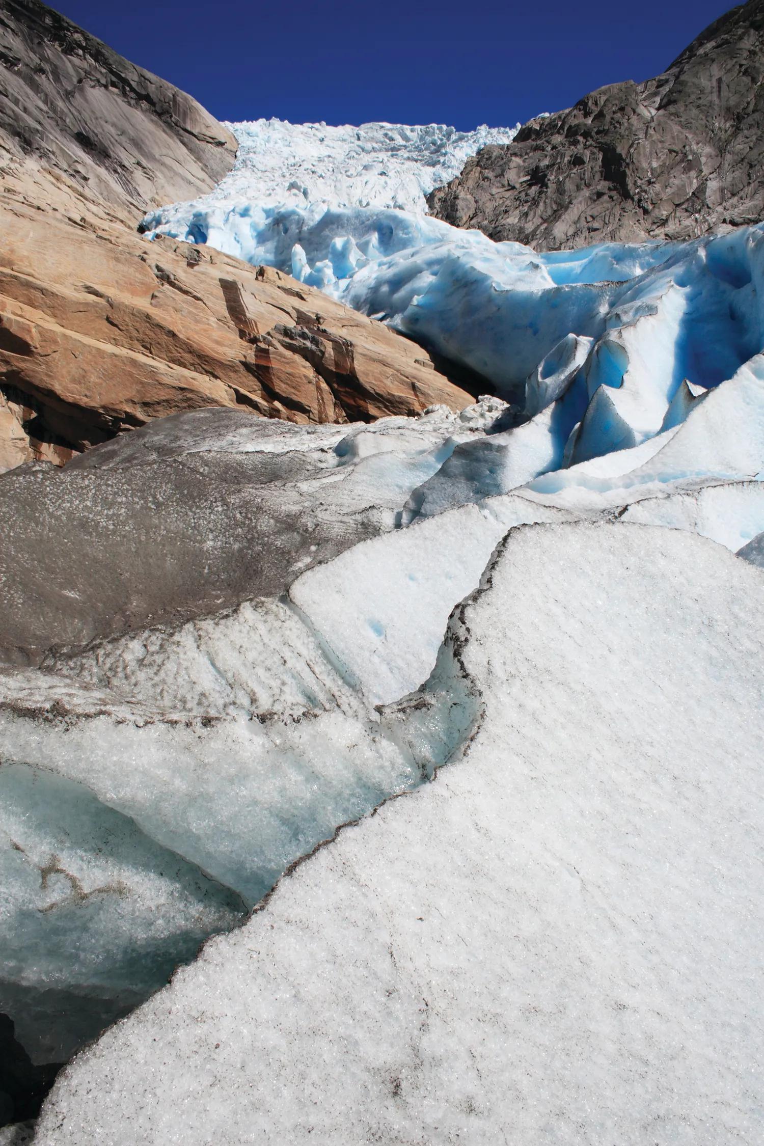 Briksdalsbreen Glacier in Jostedalsbreen, Norway - melting because of Global warming