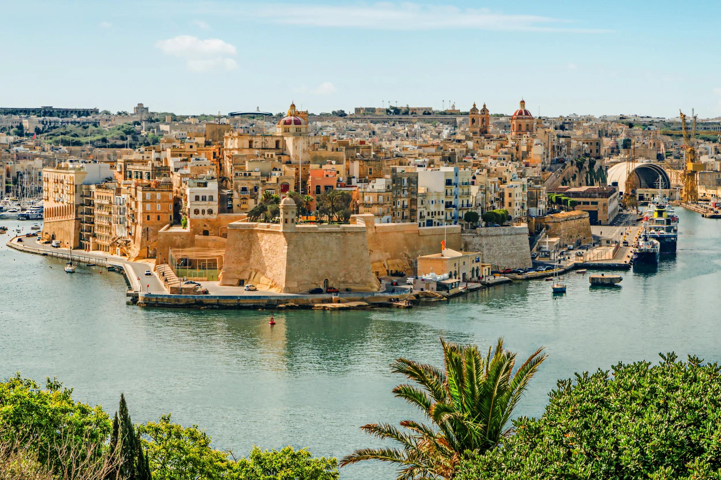 Grand Harbour, Valletta, Malta, looking eastwards, as seen from the Upper Barrakka Gardens