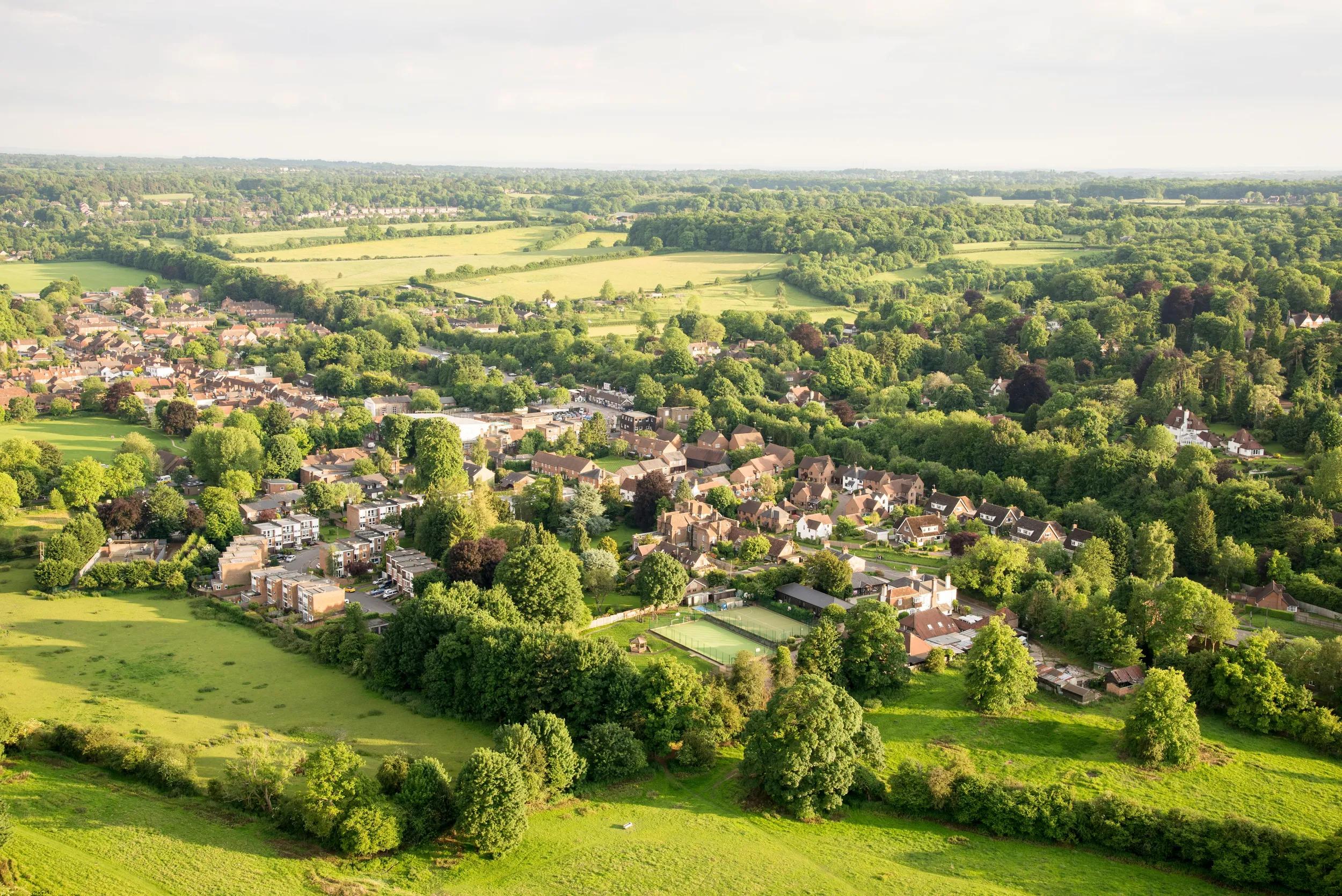 Aerial view of Buckinghamshire Landscape - United Kingdom - Hot air balloon aerial photography