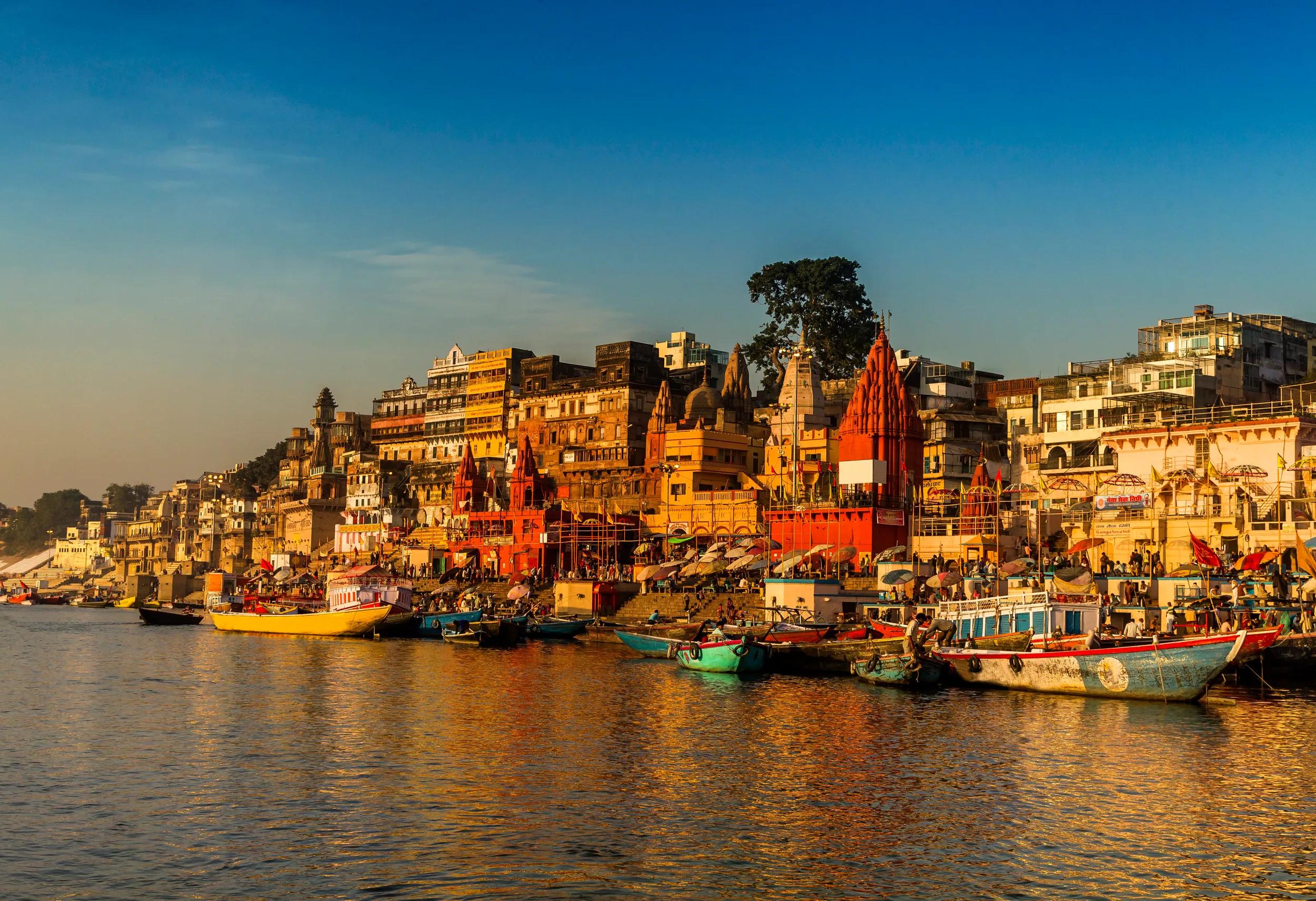 Scene of River Ganges of Varanasi at early morning.