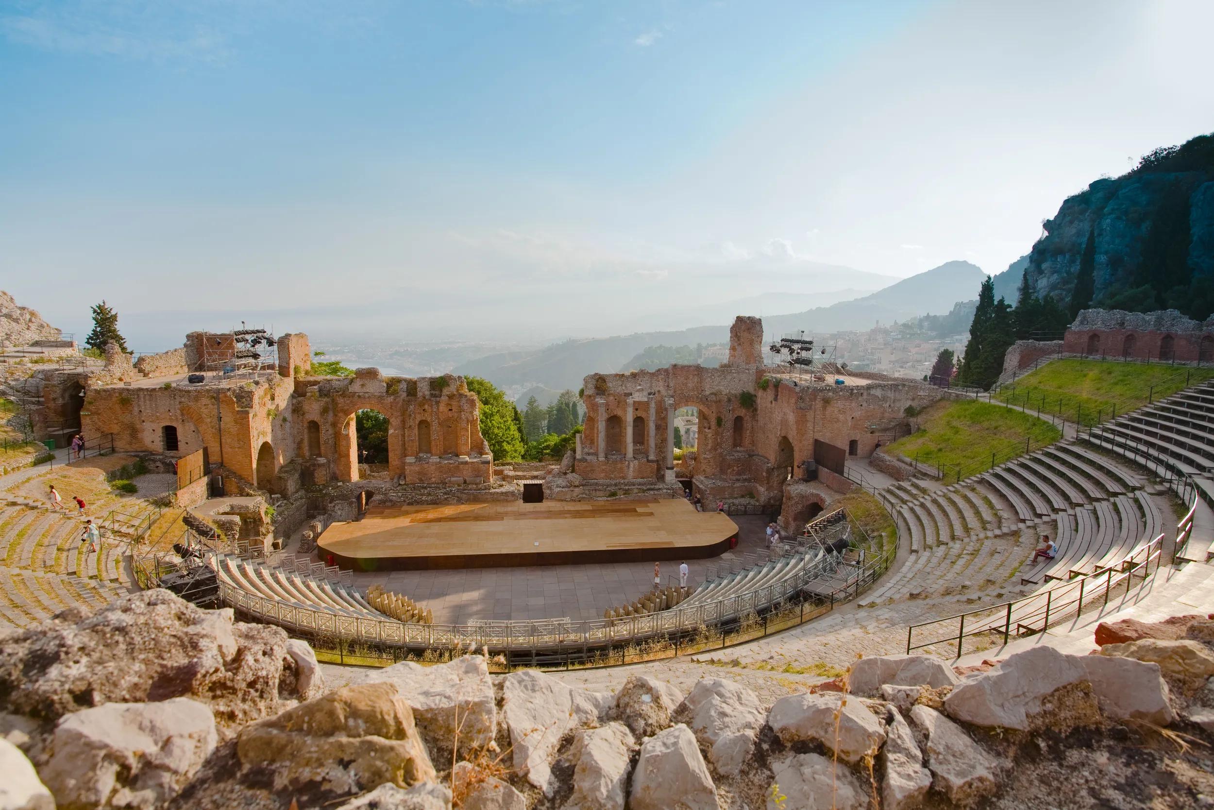 antique amphitheater Teatro Greco, Taormina, Sicily