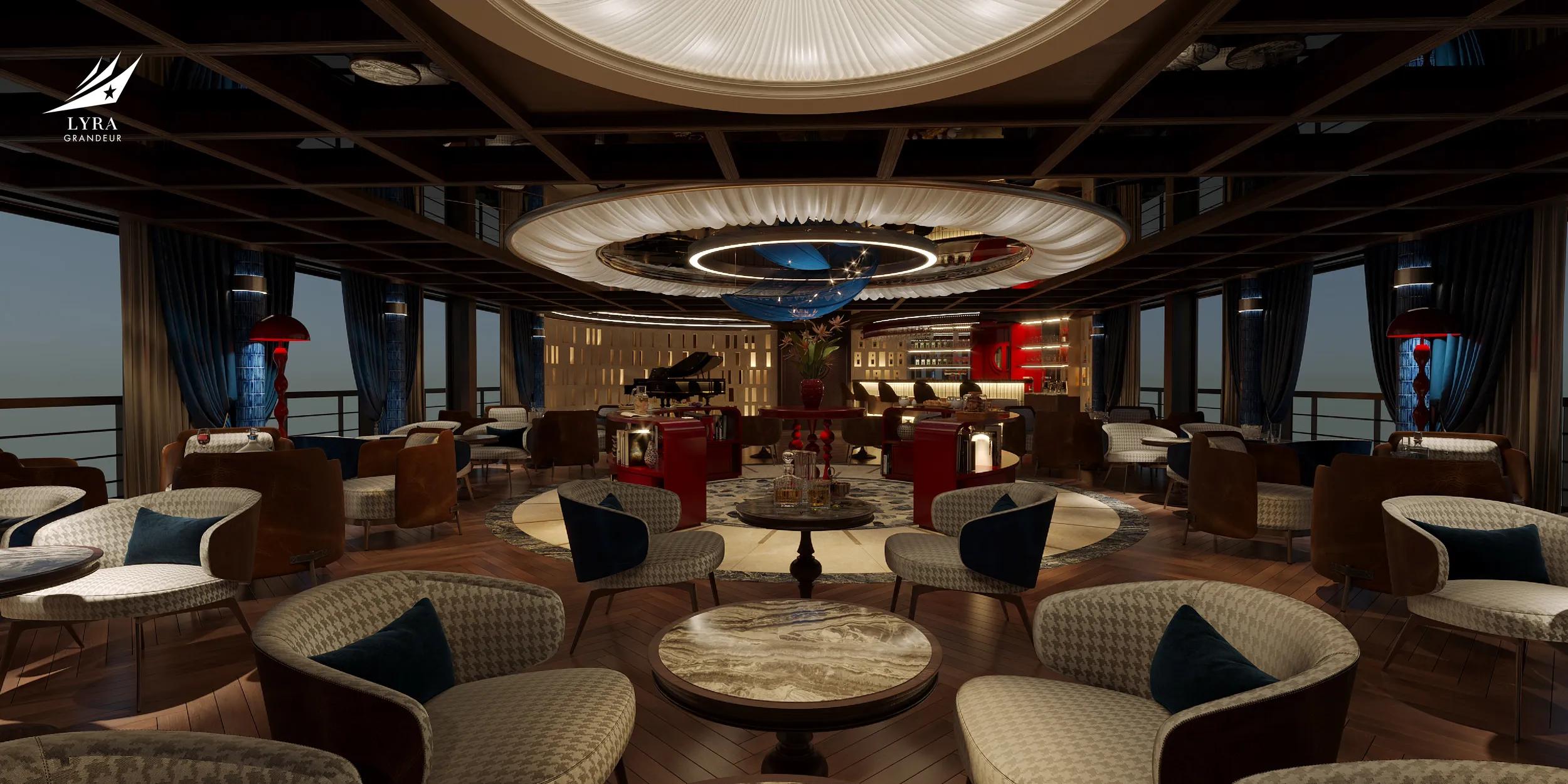 Lounge area on Ship Lyra Grandeur.