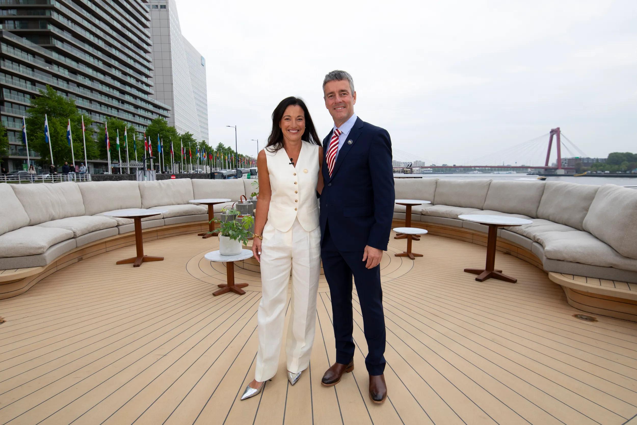 APT Solara 2025 Shoot - Ship chistening event - co-owners Rob McGeary and Lou Tandy.