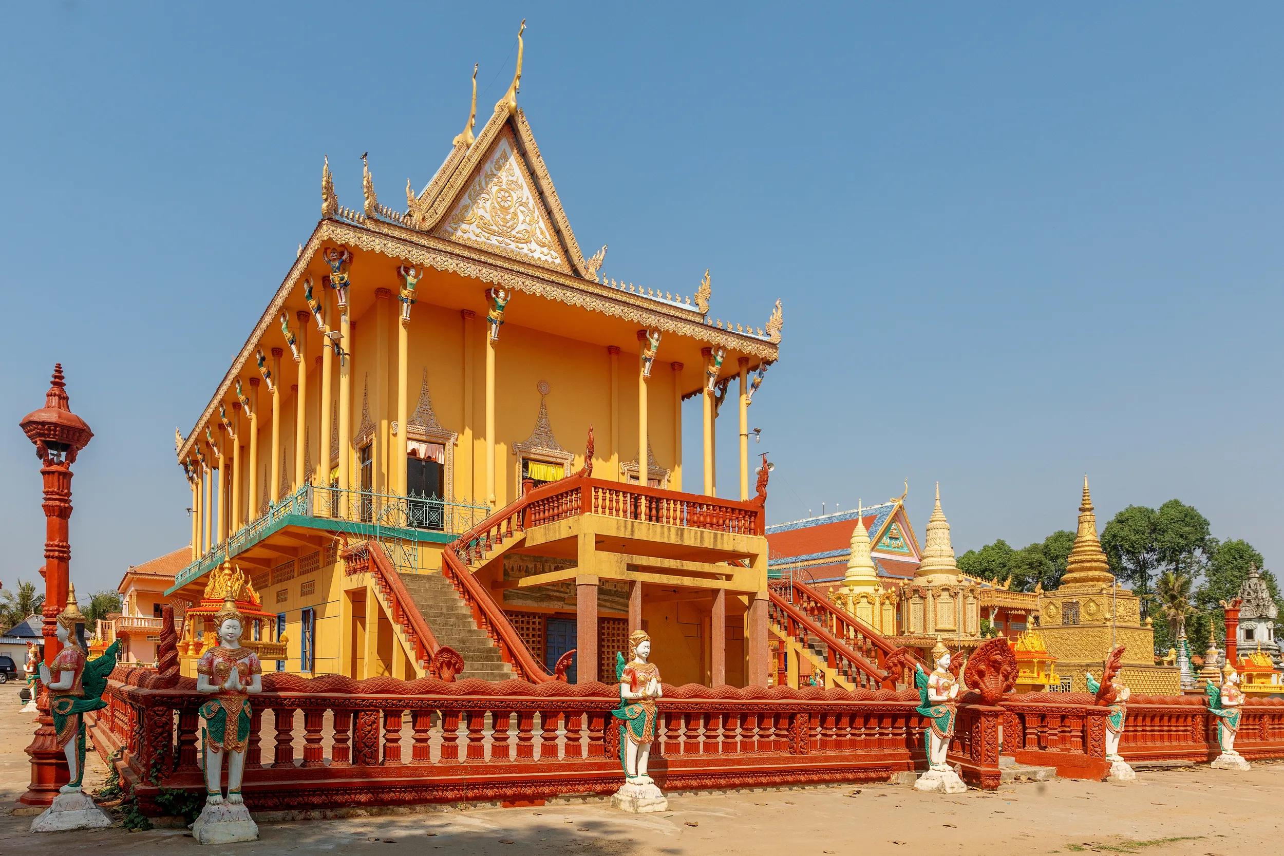 Temple complex in Angkor Ban Village on the banks of the Mekong River, Battambang Province, Cambodia (Khmer).