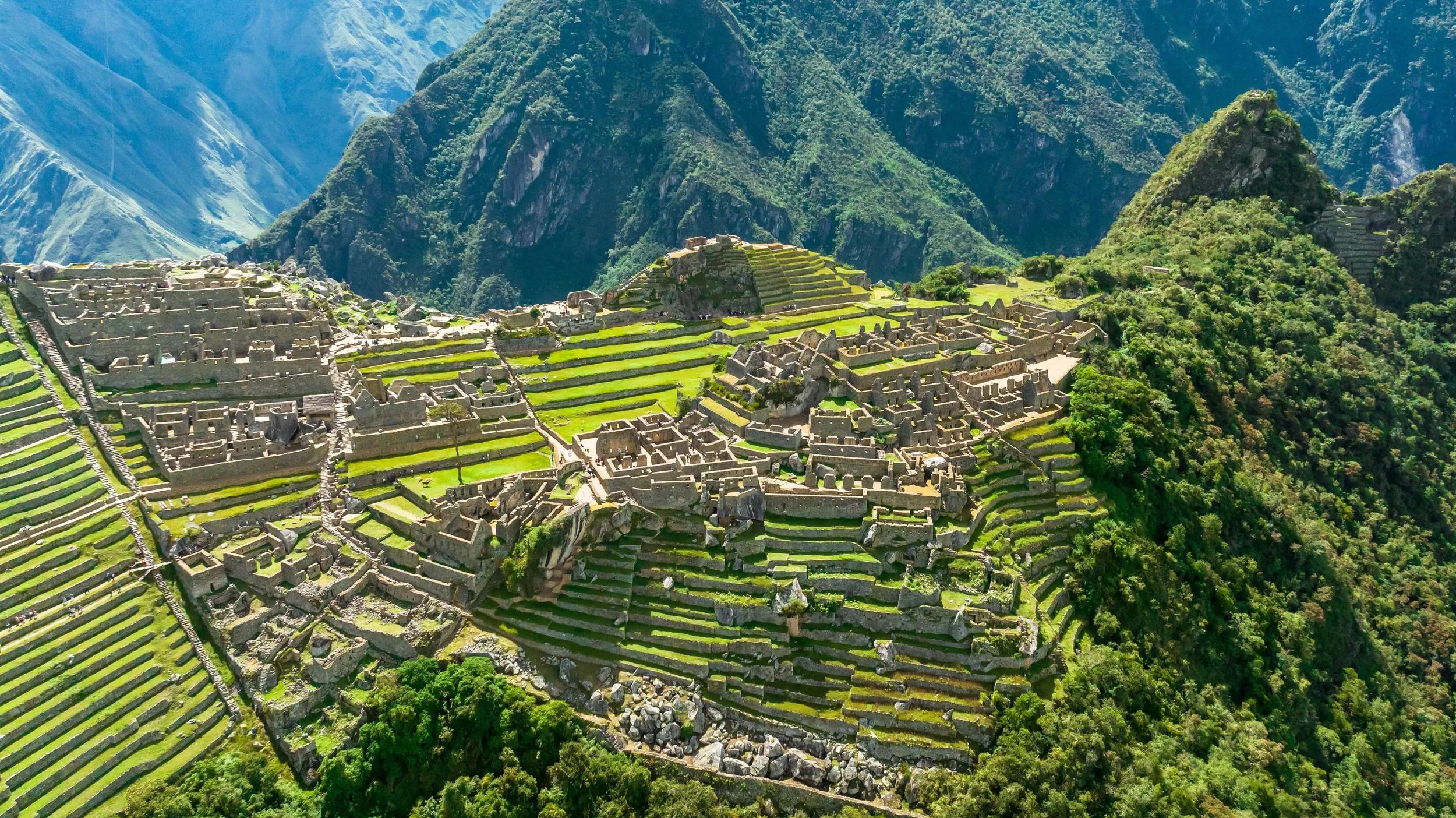 Aerial view of Machu Picchu, Peru.