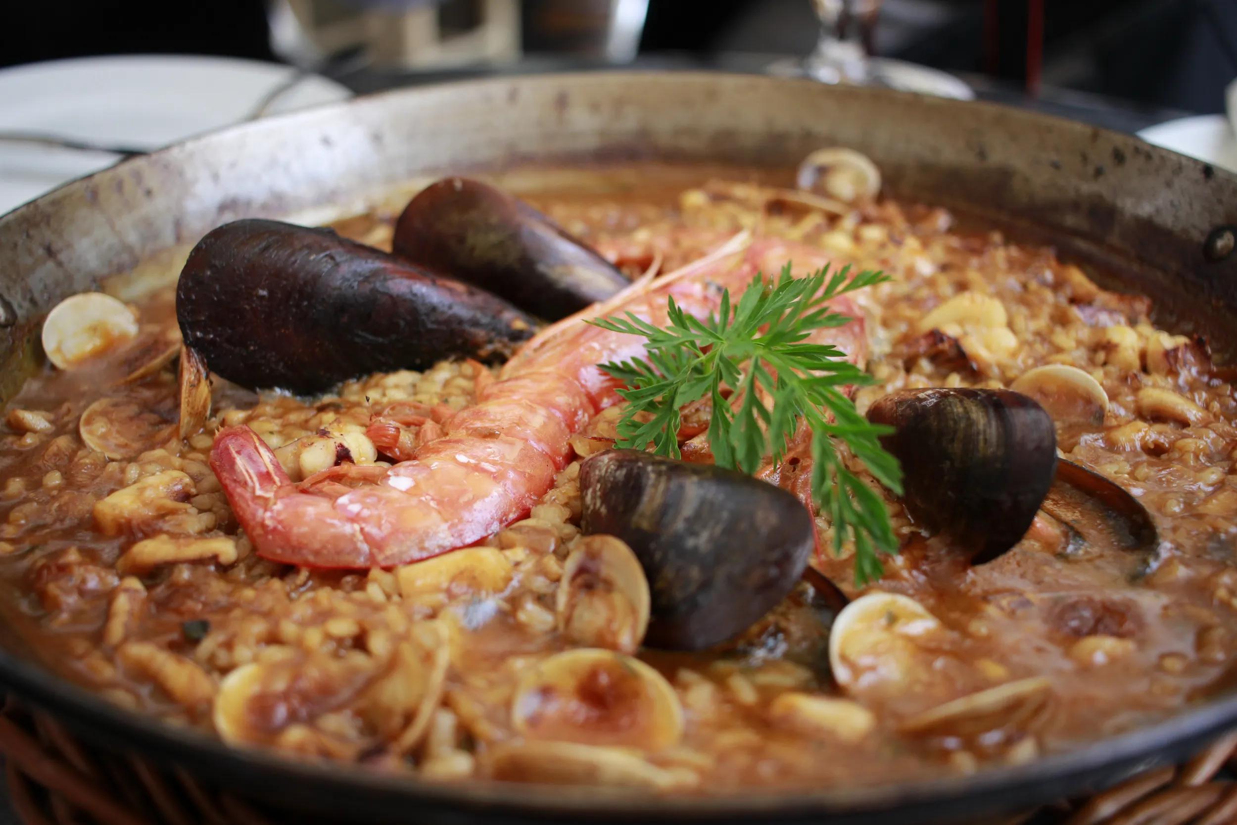 Paella in La Boqueria Market, Barcelona, Spain