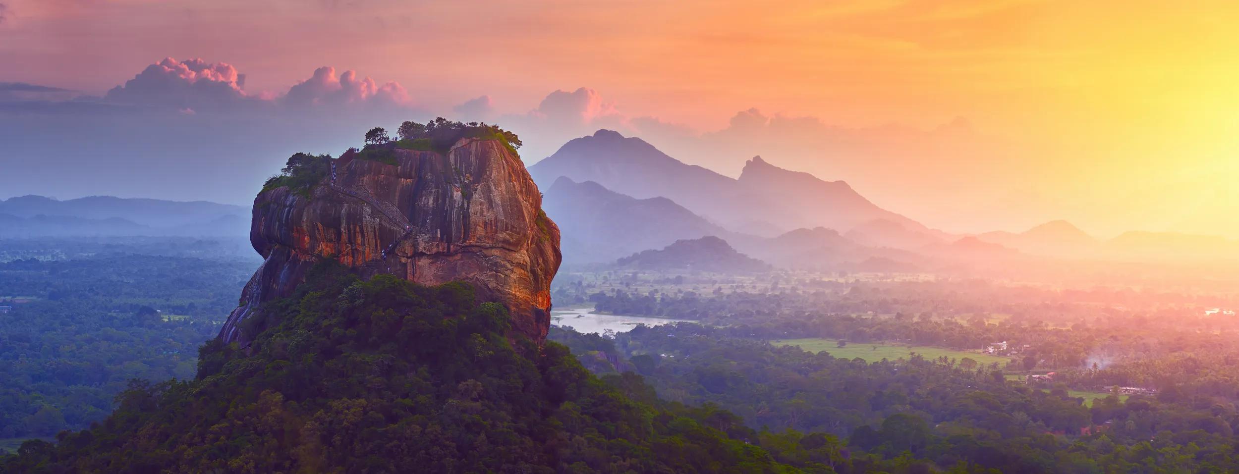 Sigiriya (Lion Rock) at sunrise, Sri Lanka, a UNESCO World Heritage Site.