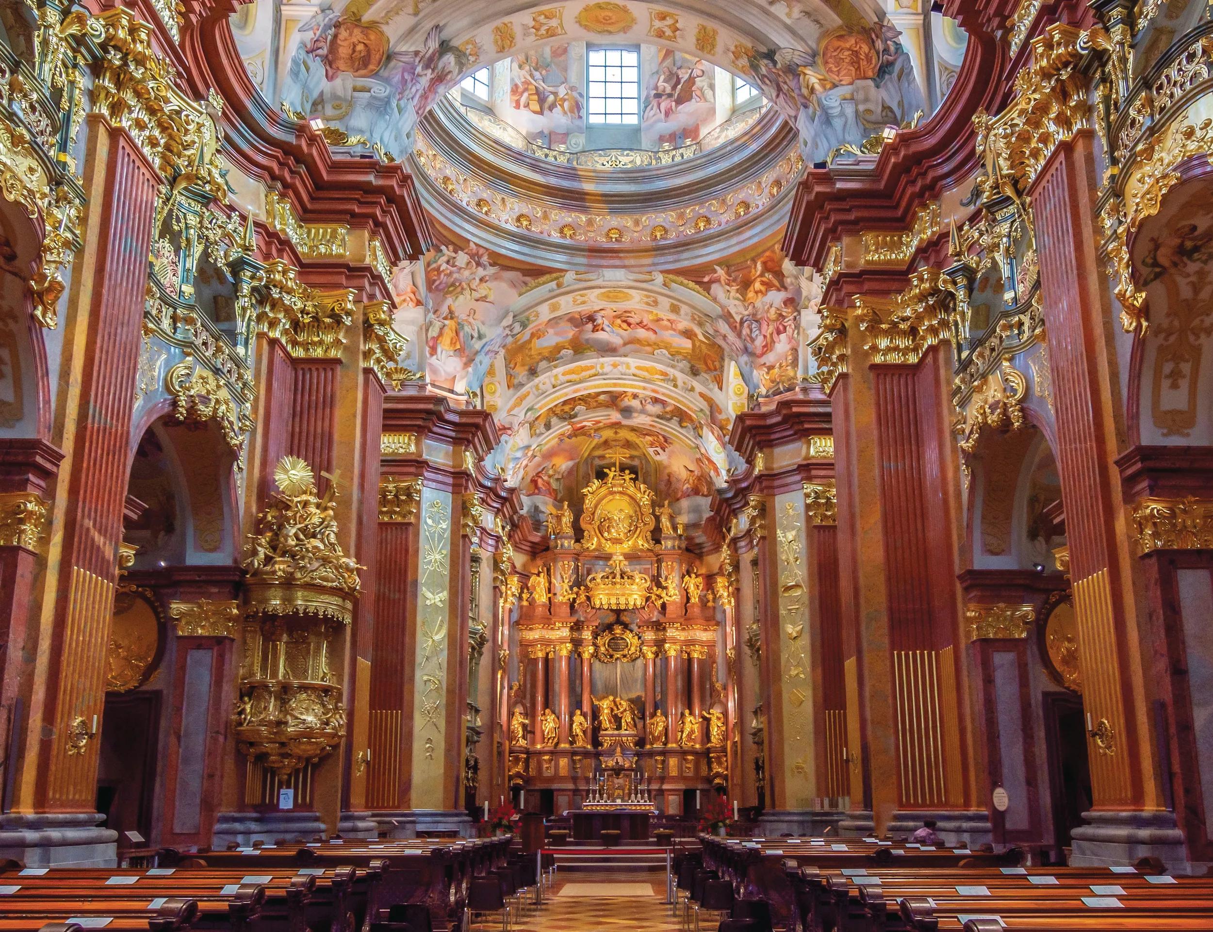 Melk, Austria - October 2021: Interiors of Melk abbey church