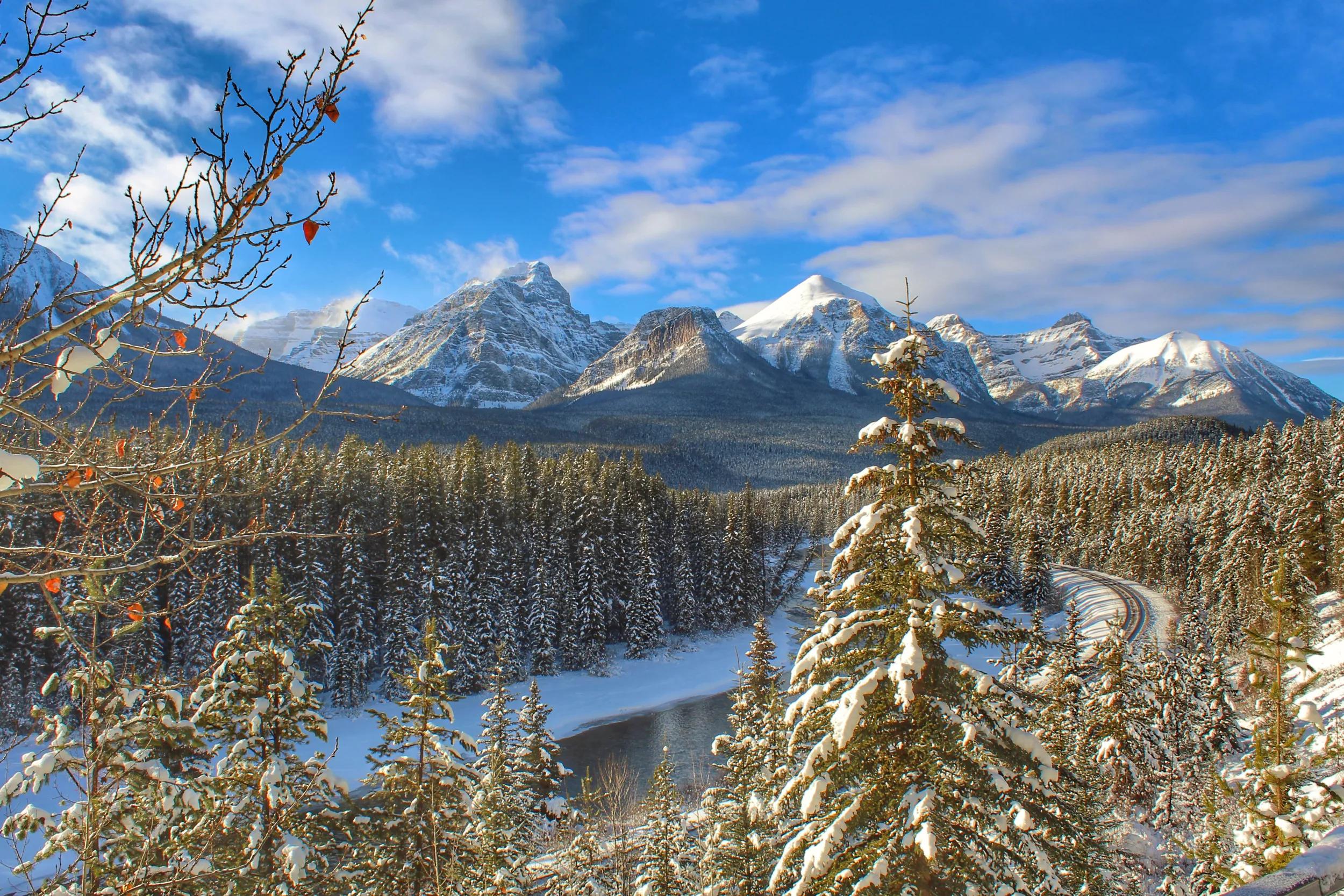 A view of the Morant's Curve landmark in Banff