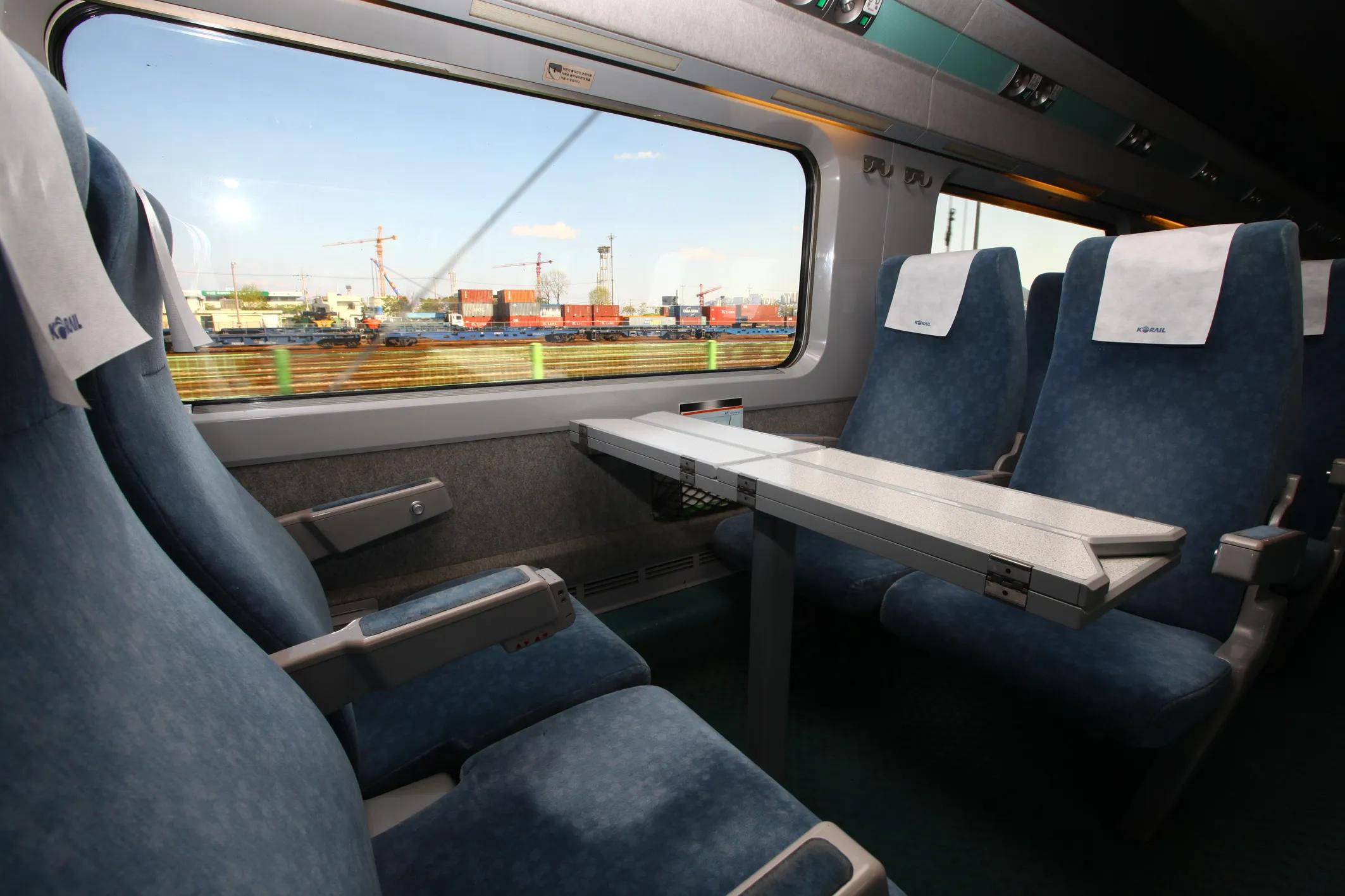 Interior seats - KTX Korea Train Express, South Korea.