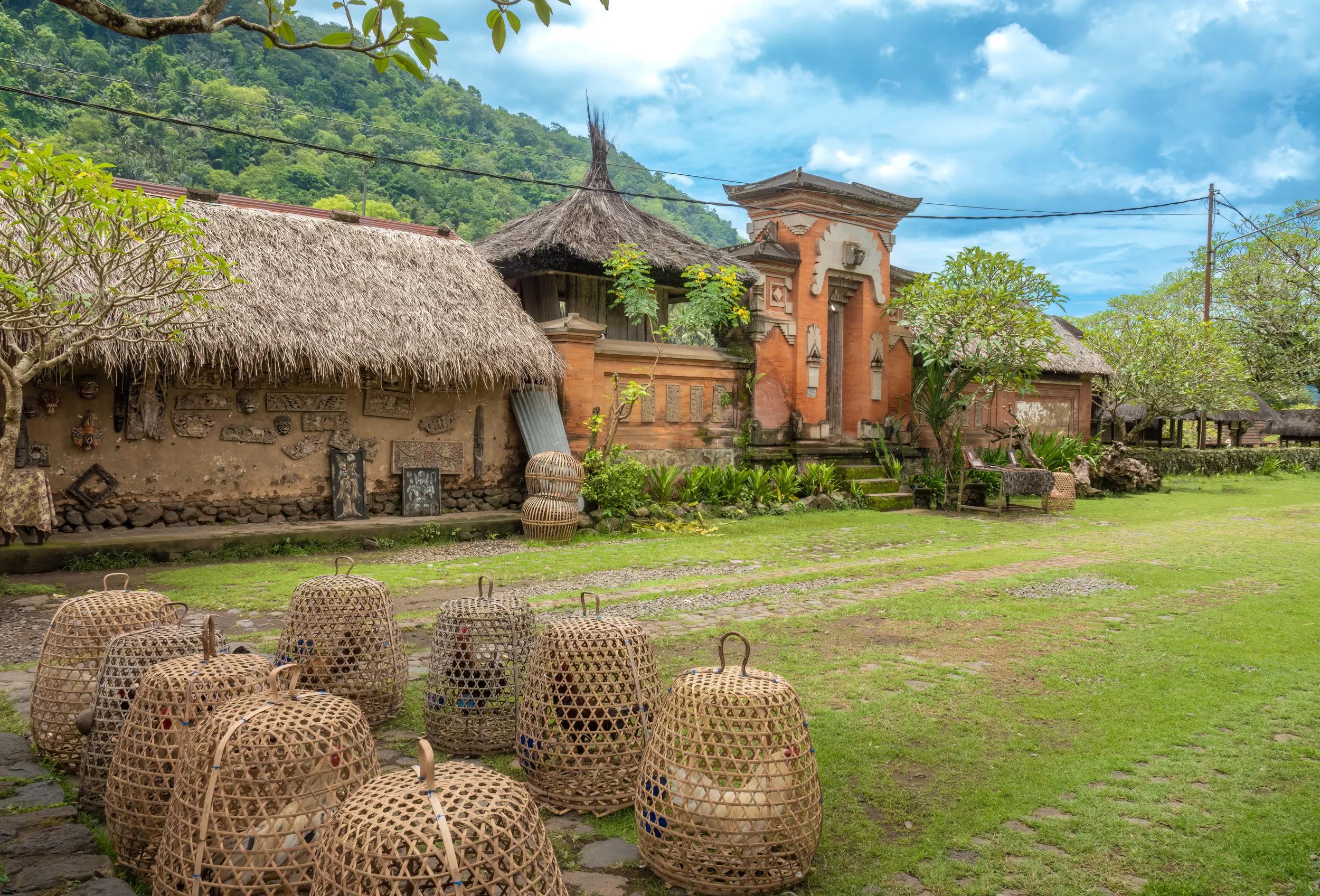 Tenganan Village, inhabited by the original people of Bali before the indo-javanese immigration, (Bali Aga, Bali Mula, Baliaga)  near Candidasa, East Bali, Indonesia