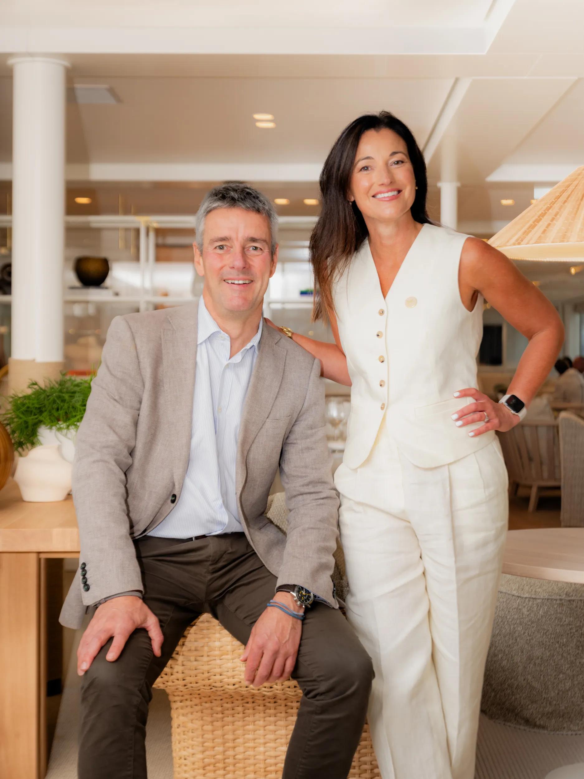 Rob McGeary and Lou Tandy on the ship APT Solara.