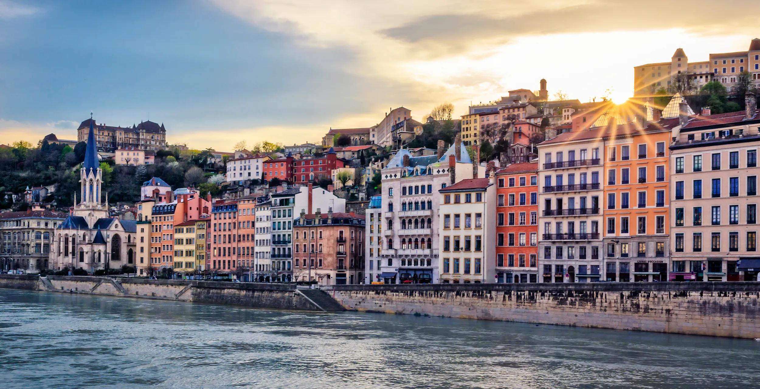 Beautiful sunset at Lyon, France
