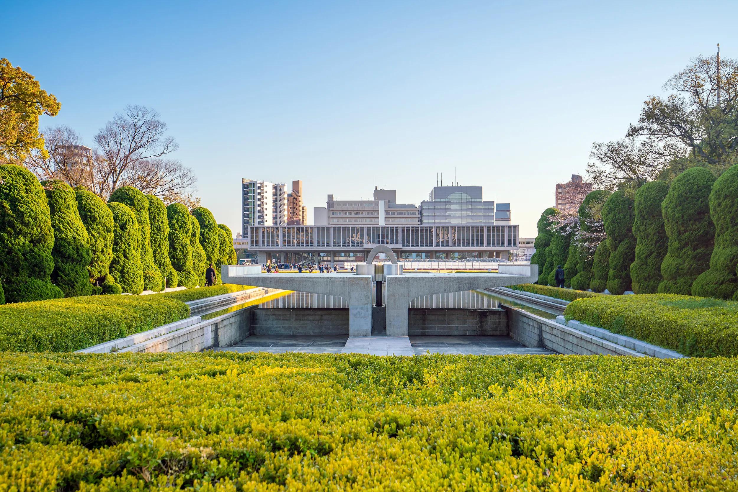 Hiroshima Peace Memorial Museum in Japan with blue sky