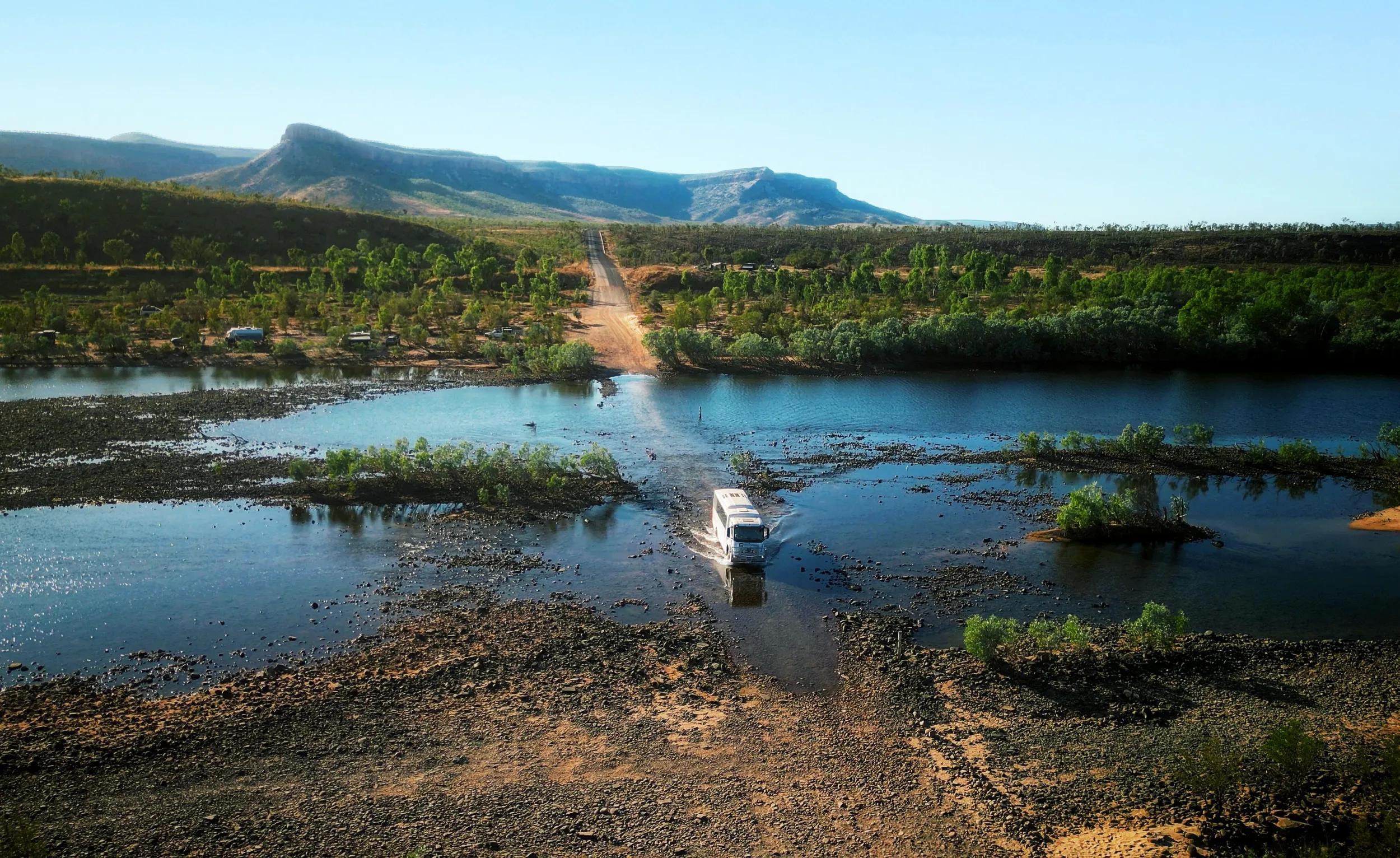 Kimberley 4WD tour, river crossing.
