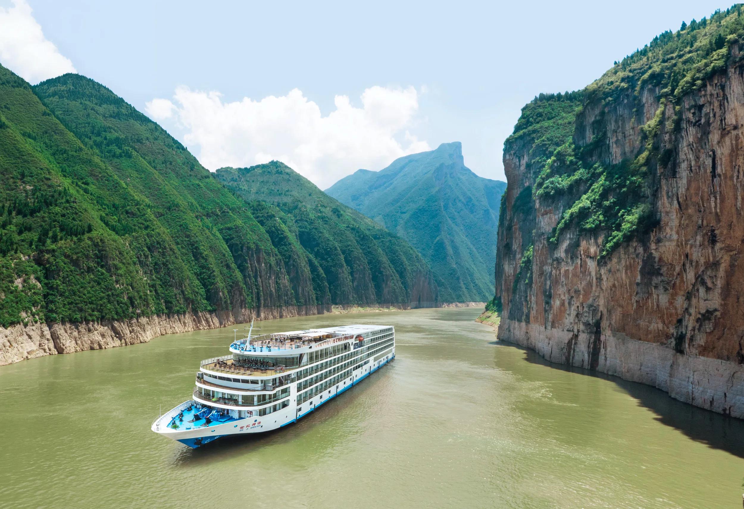 Century Paragon Ship exterior, aerial, China.