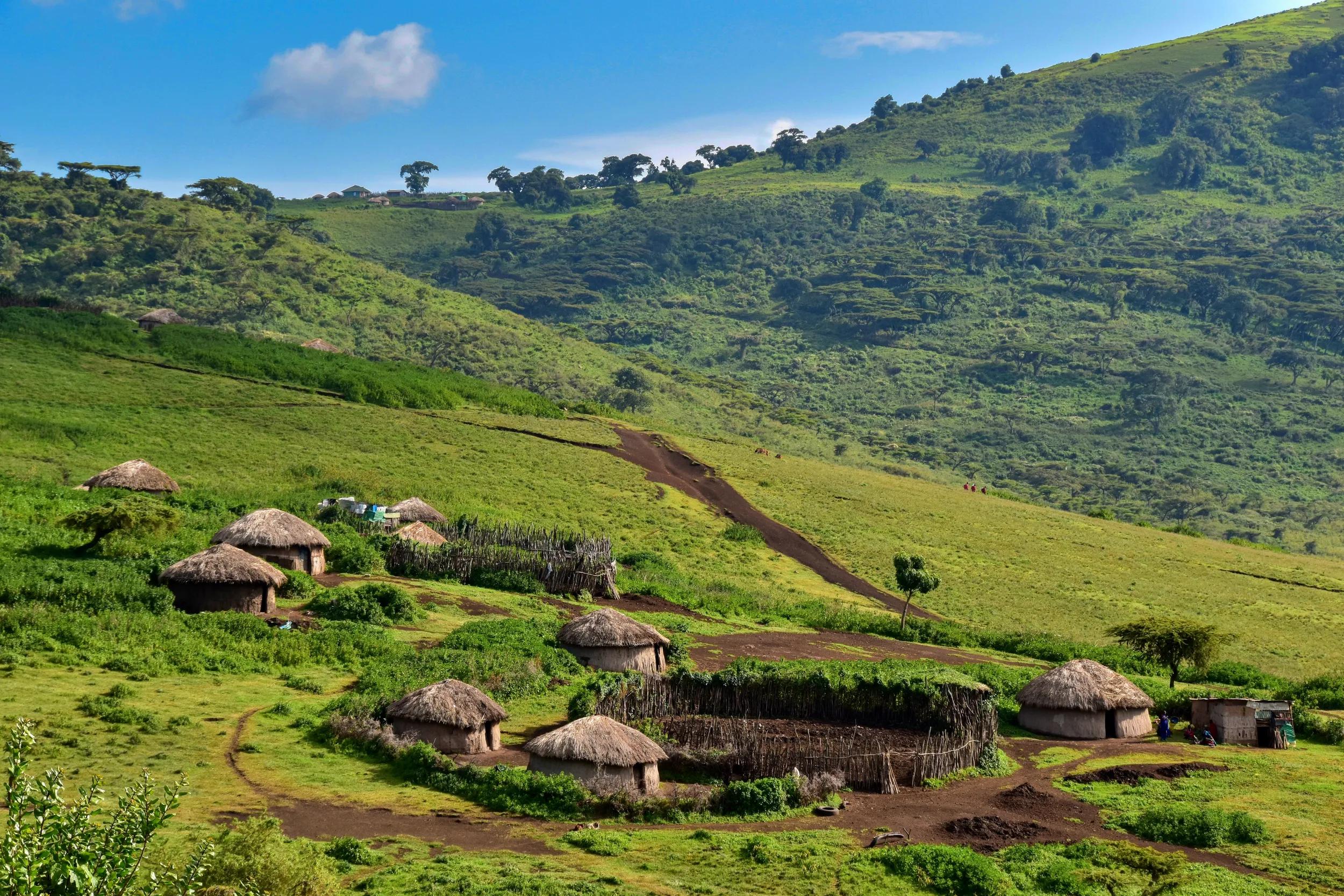 A charming Maasai village at the foot of Ngorongoro in Tanzania