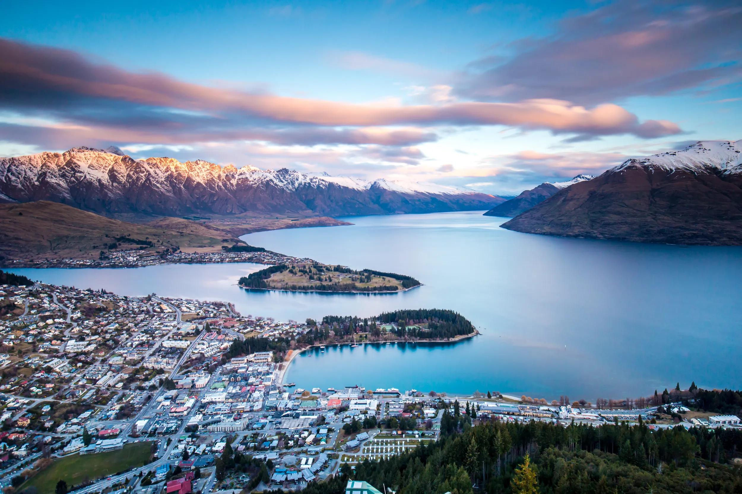 Colourful sunset over the Remarkables in Queenstown
