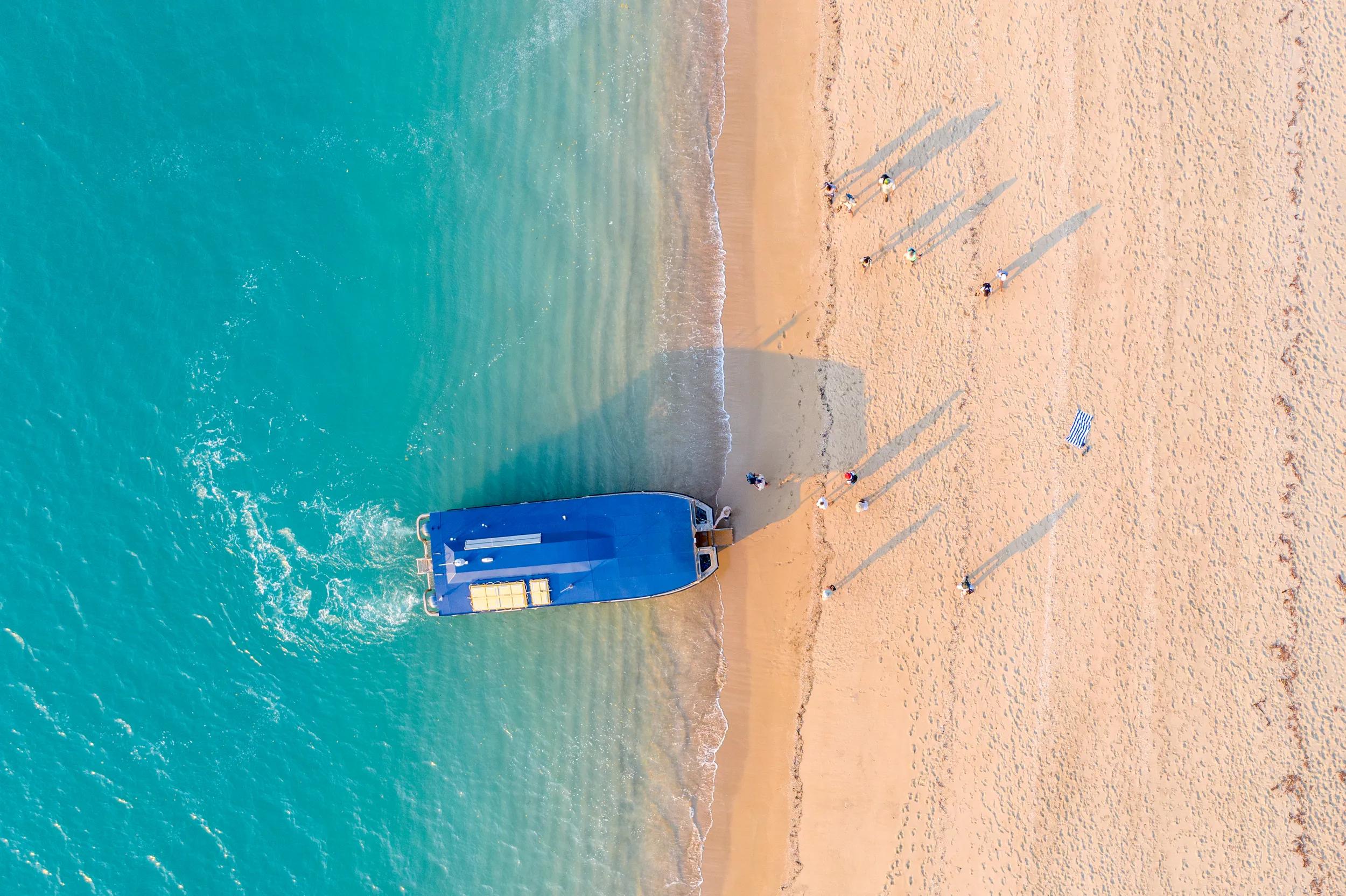 Coral Expeditions Xplorer tender, overhead view.