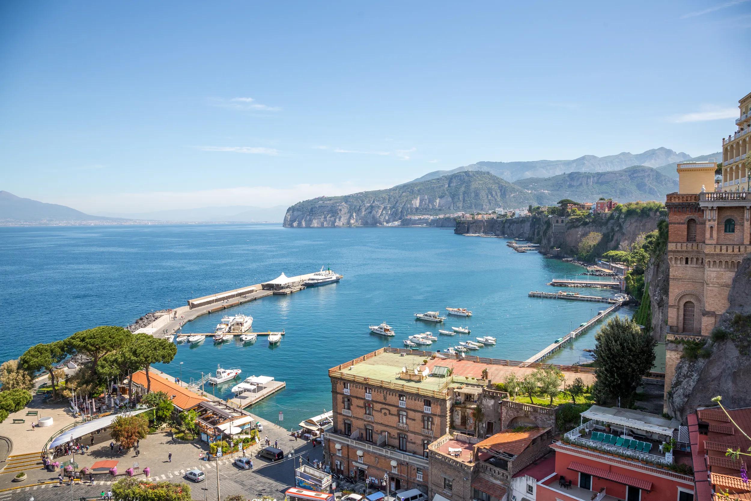 Marina Piccola and coastline of Sorrento, Italy.