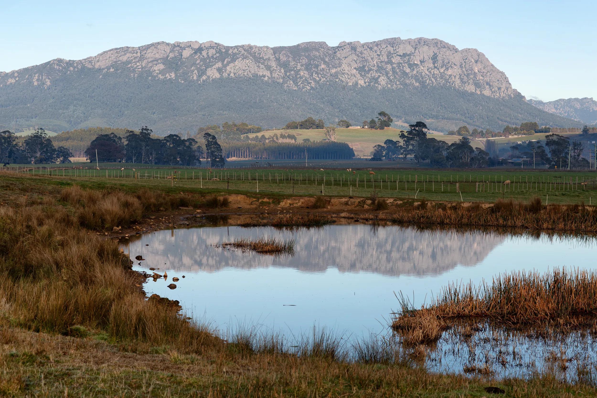 View of Mount Roland which is a mountain and conservation area in the north west coast region of Tasmania, Australia, near the town of Sheffield.