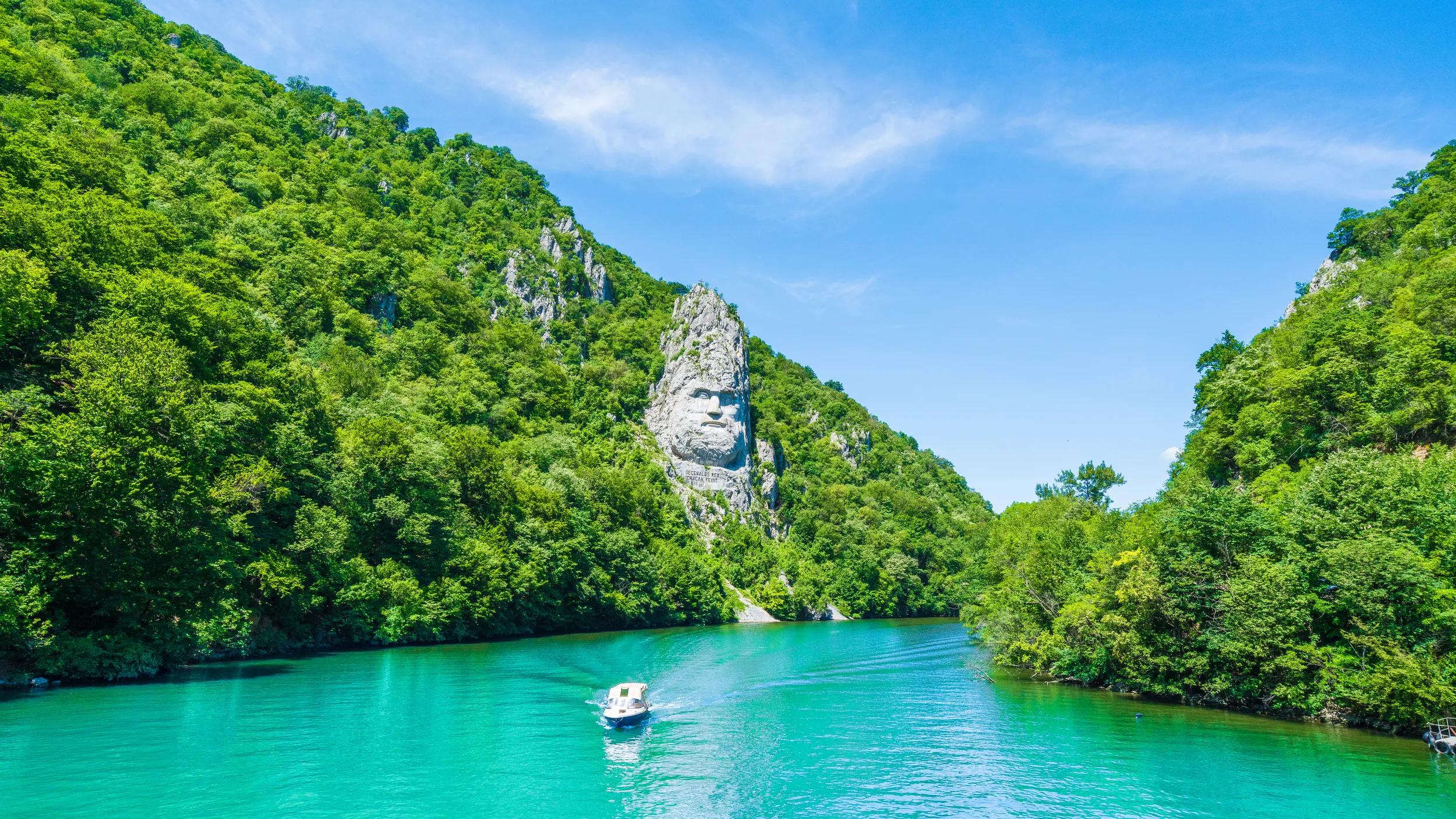 Decebal Statue on the Danube river, Romania