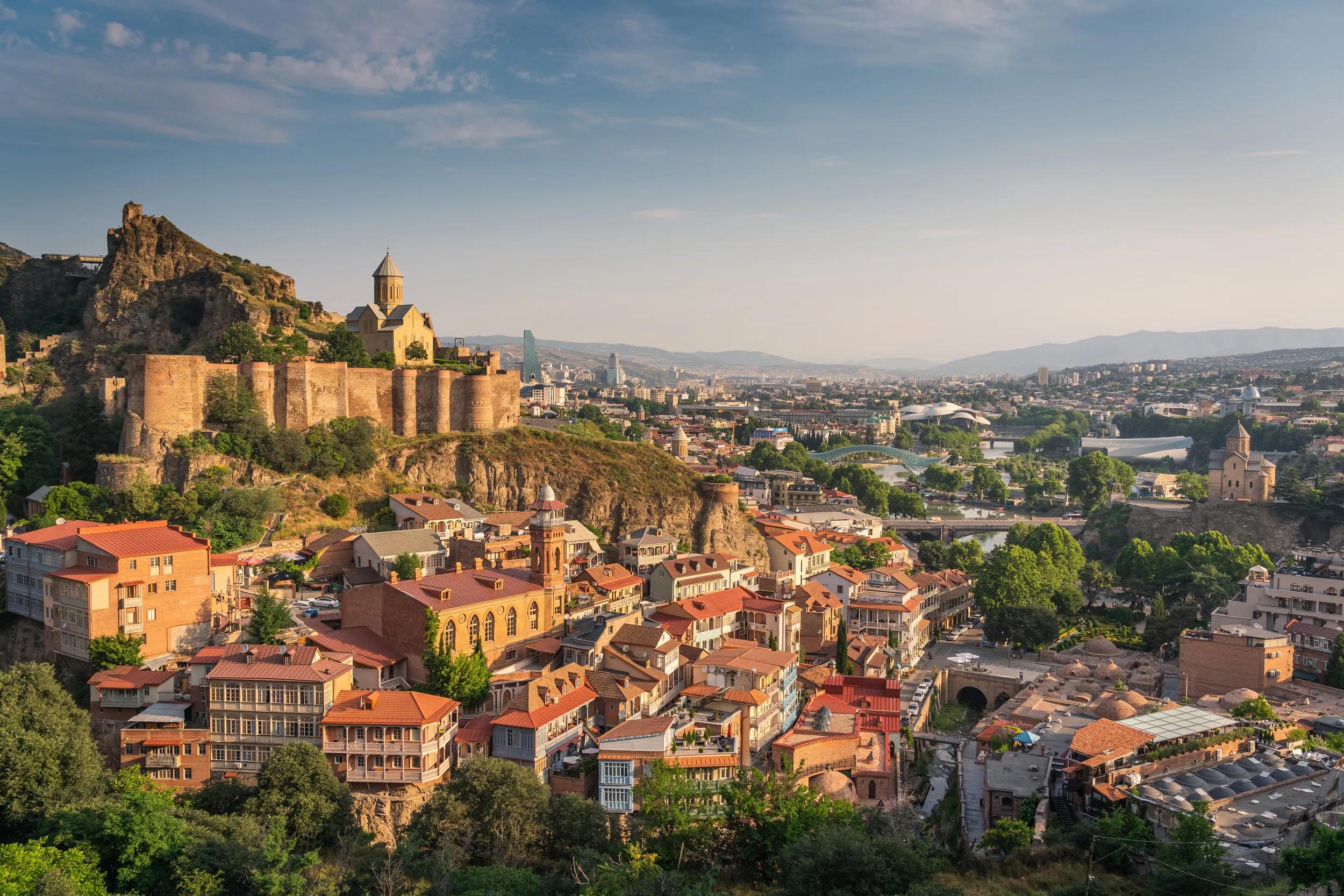 Tbilisi capital city of Georgia in a morning sunrise, Georgia city, Europe