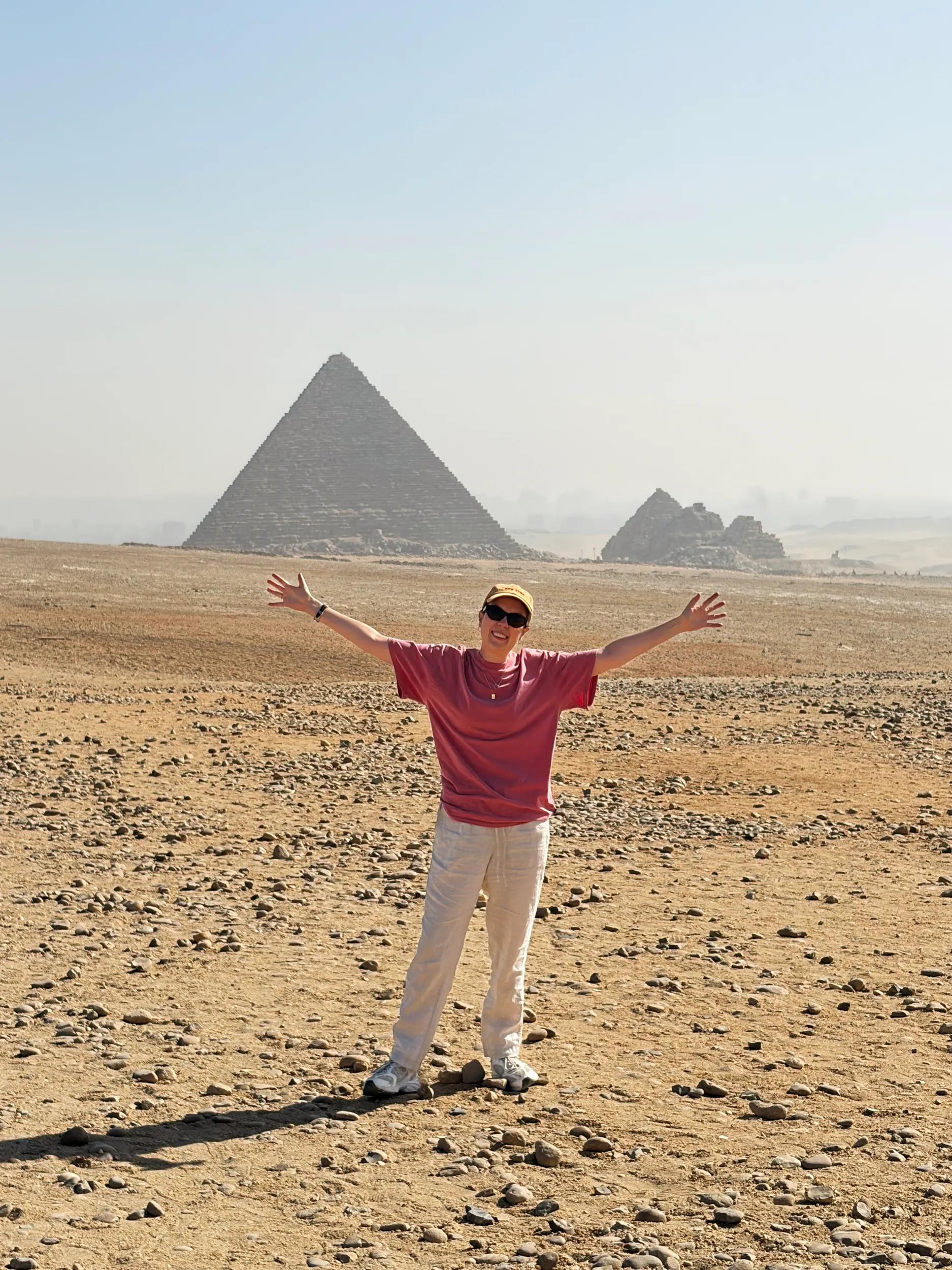 Annie Gray at Giza Pyramids, Egypt.