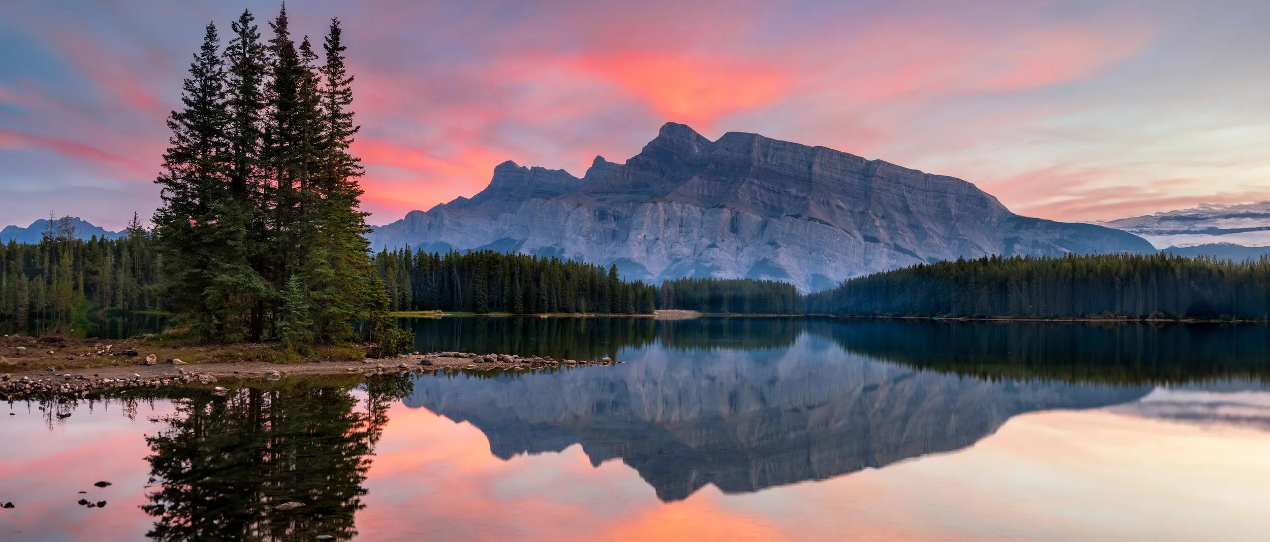 Mount Rundle and Two Jack Lake at Canada's Banff National Park
